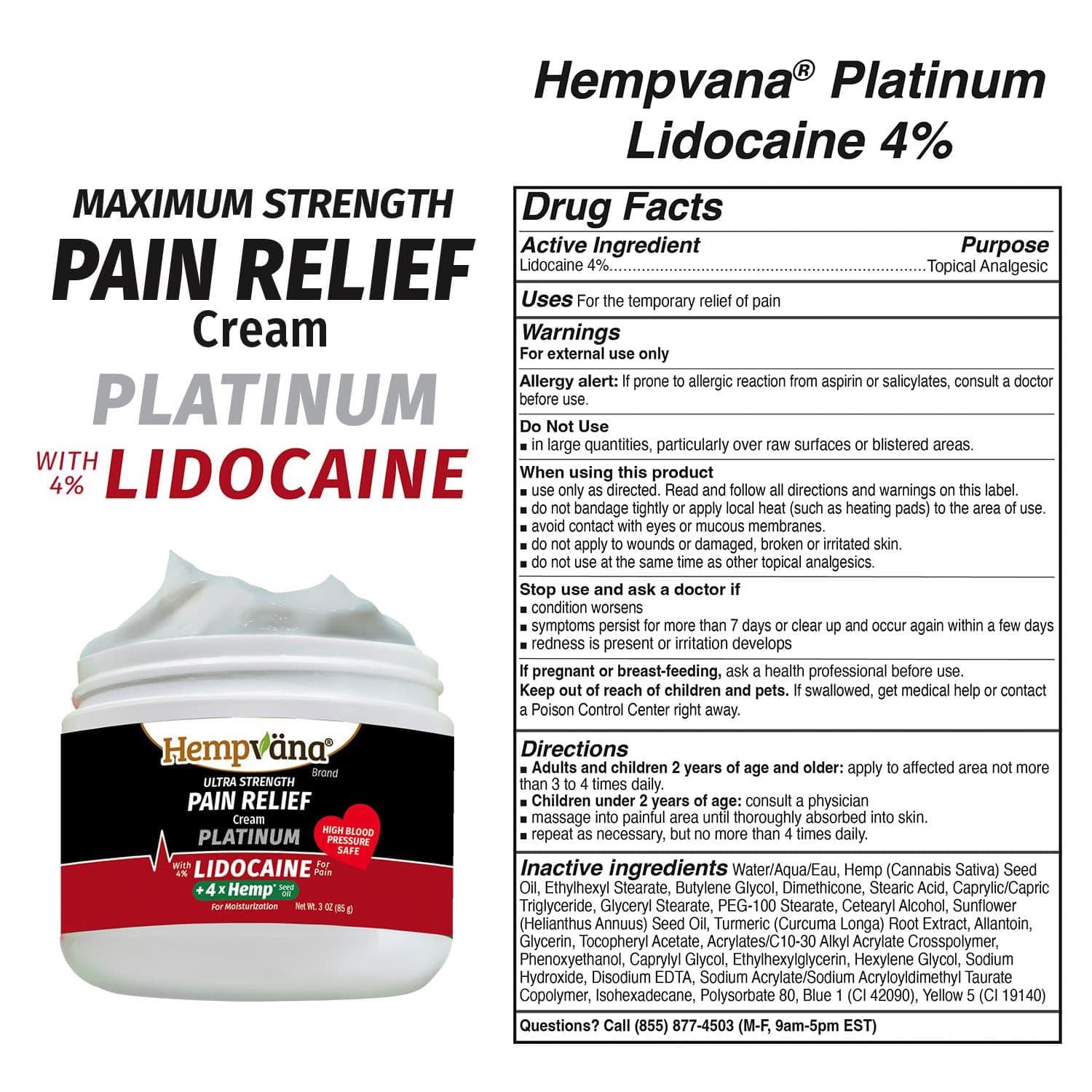 Hempvana Platinum lidocaine cream USA-made stamp on packaging