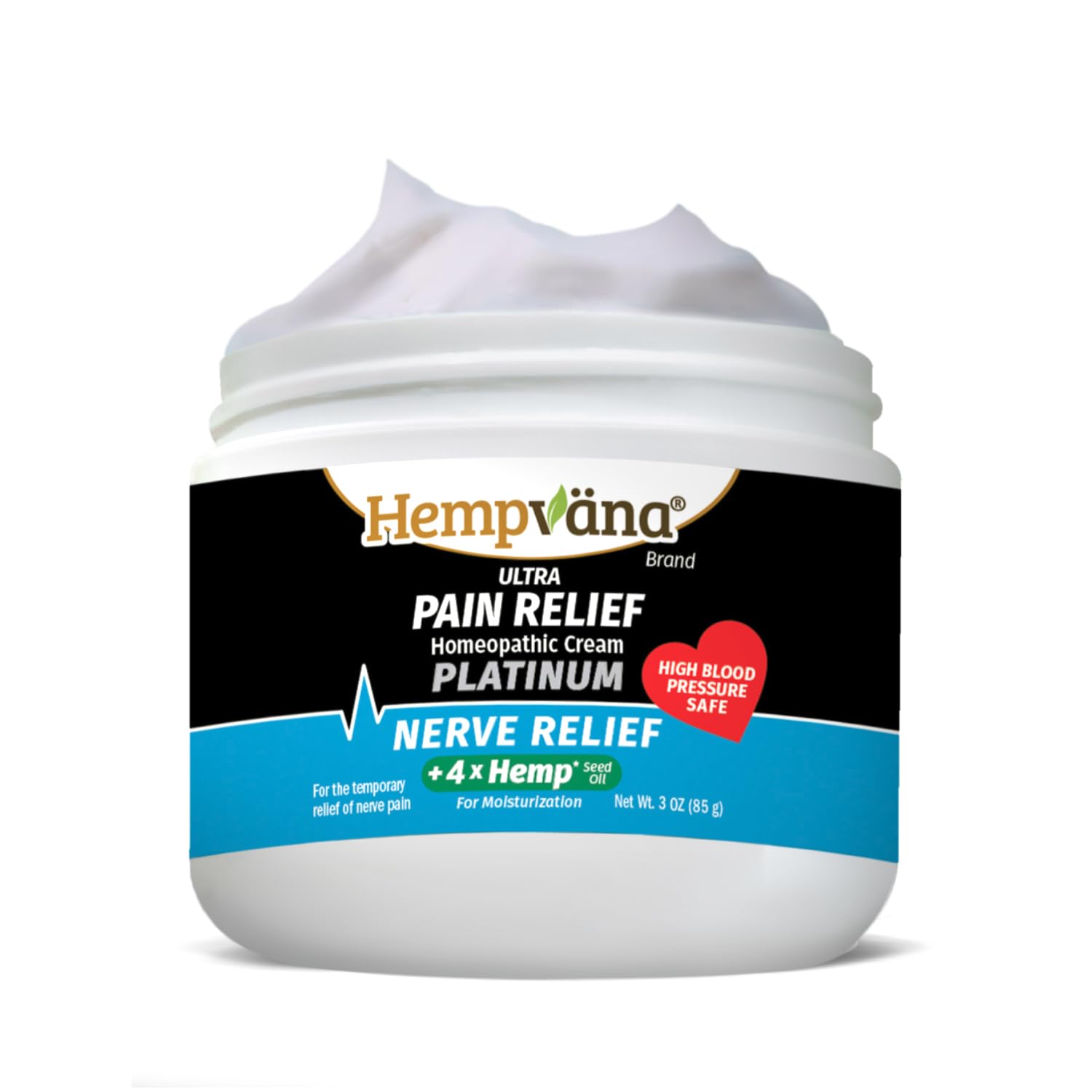 Hempvana Platinum Nerve Relief Cream bottle front for targeted comfort