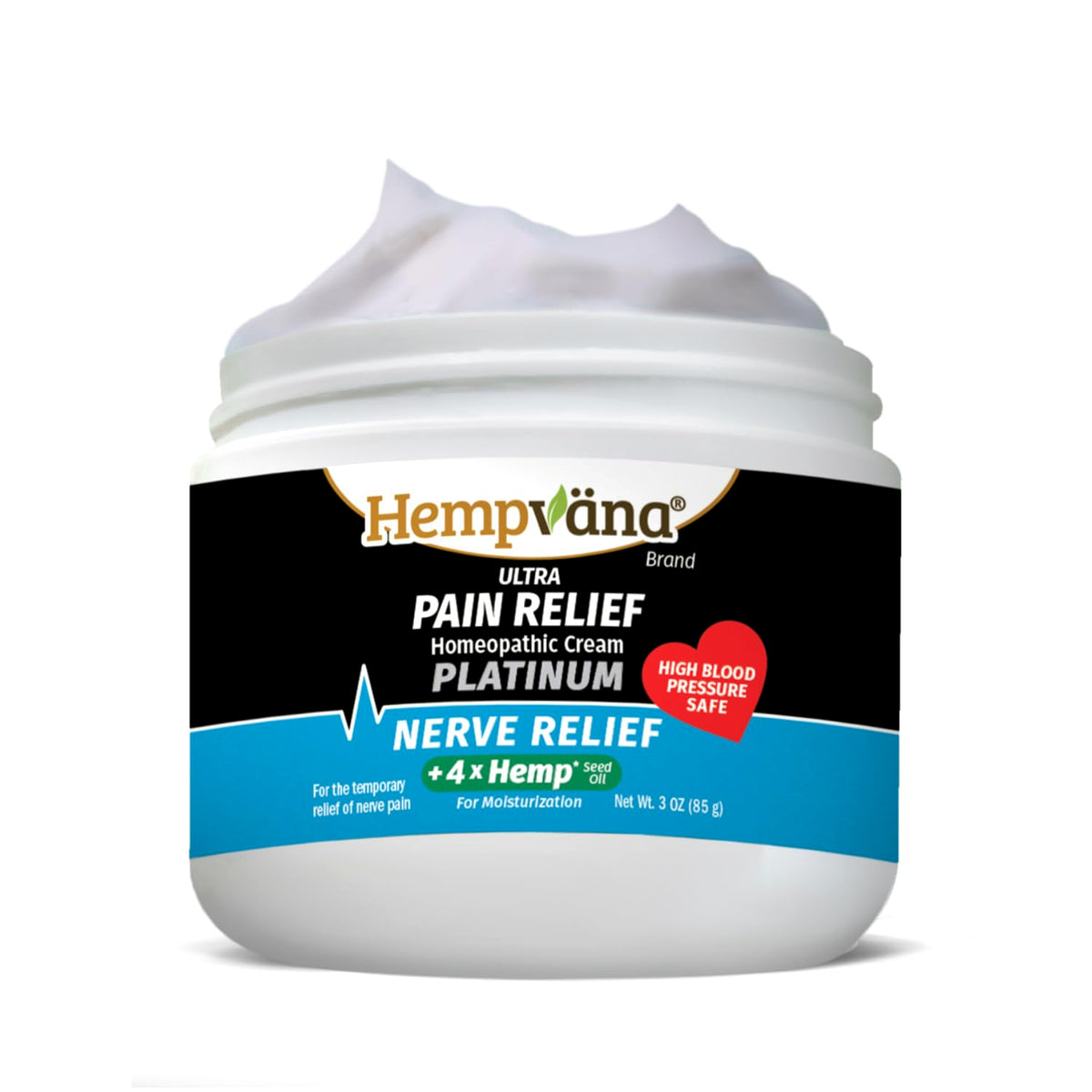 Hempvana Platinum Nerve Relief Cream bottle front for targeted comfort