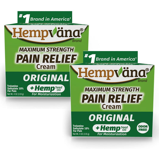 Hempvana Relief Cream seed-extract label highlighting hemp infusion and ingredients.