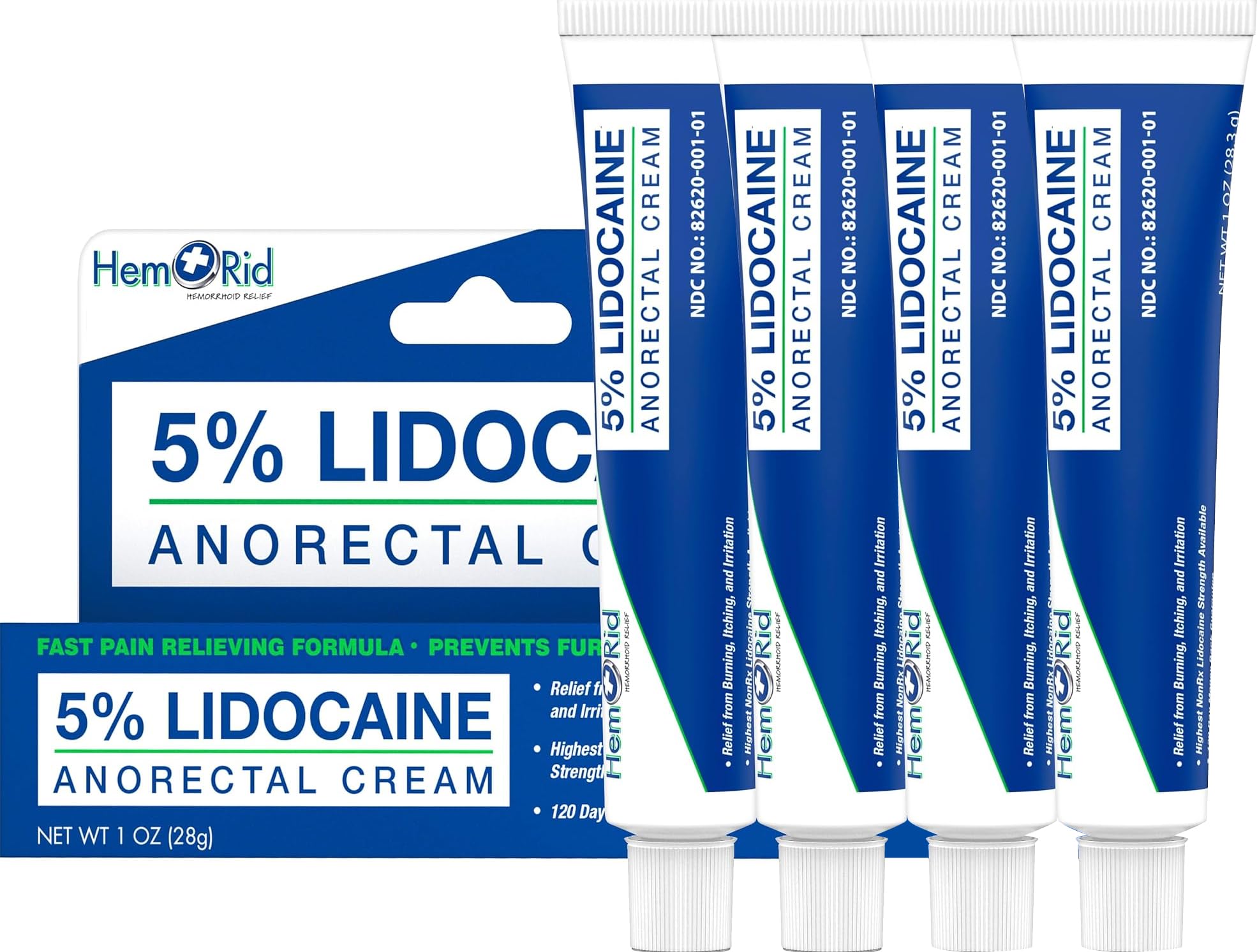 HemRid bottle front view showing fast, temporary relief for hemorrhoid discomfort.