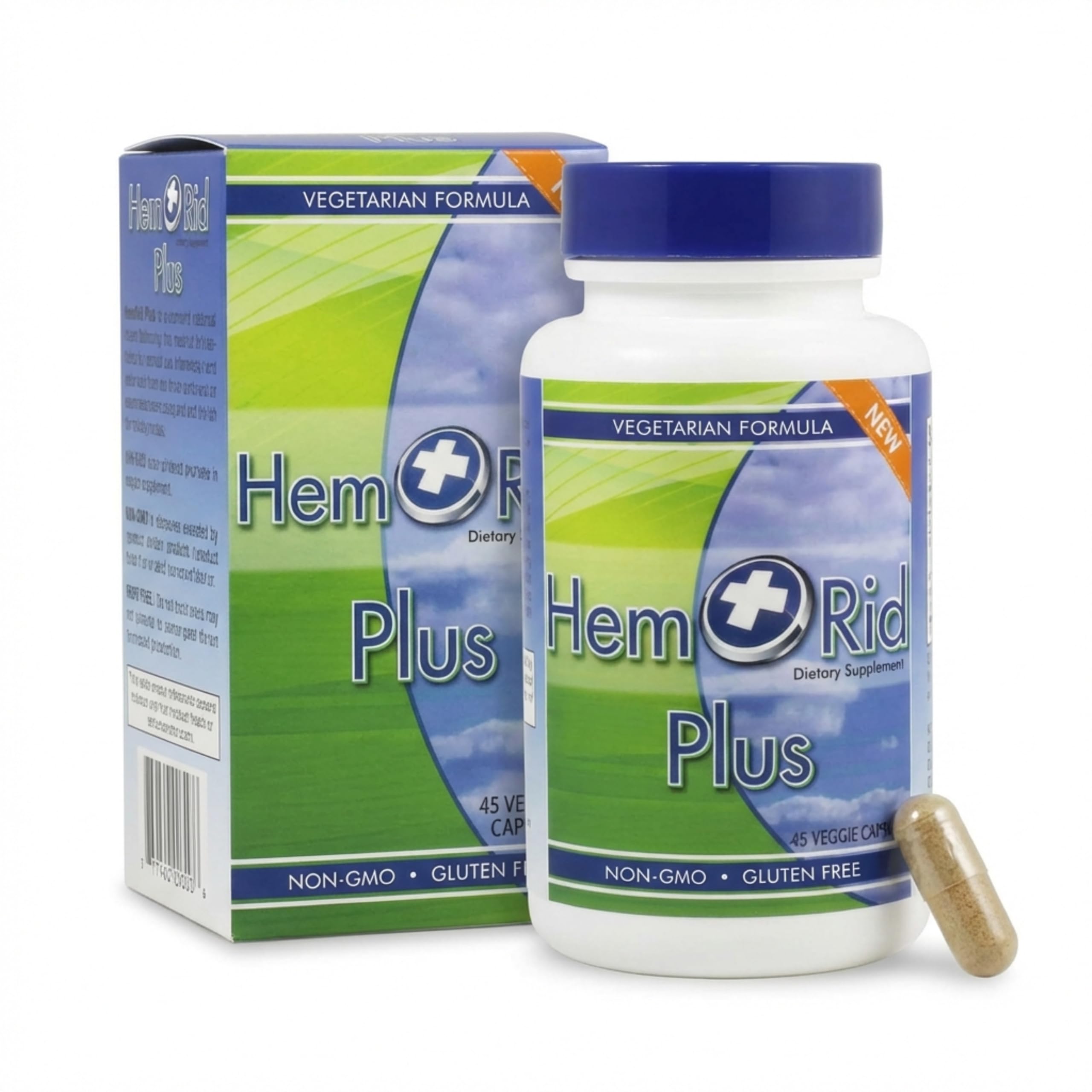 HemRid Plus bottle back nutrition label highlights USA-made, 90 veggie capsules.