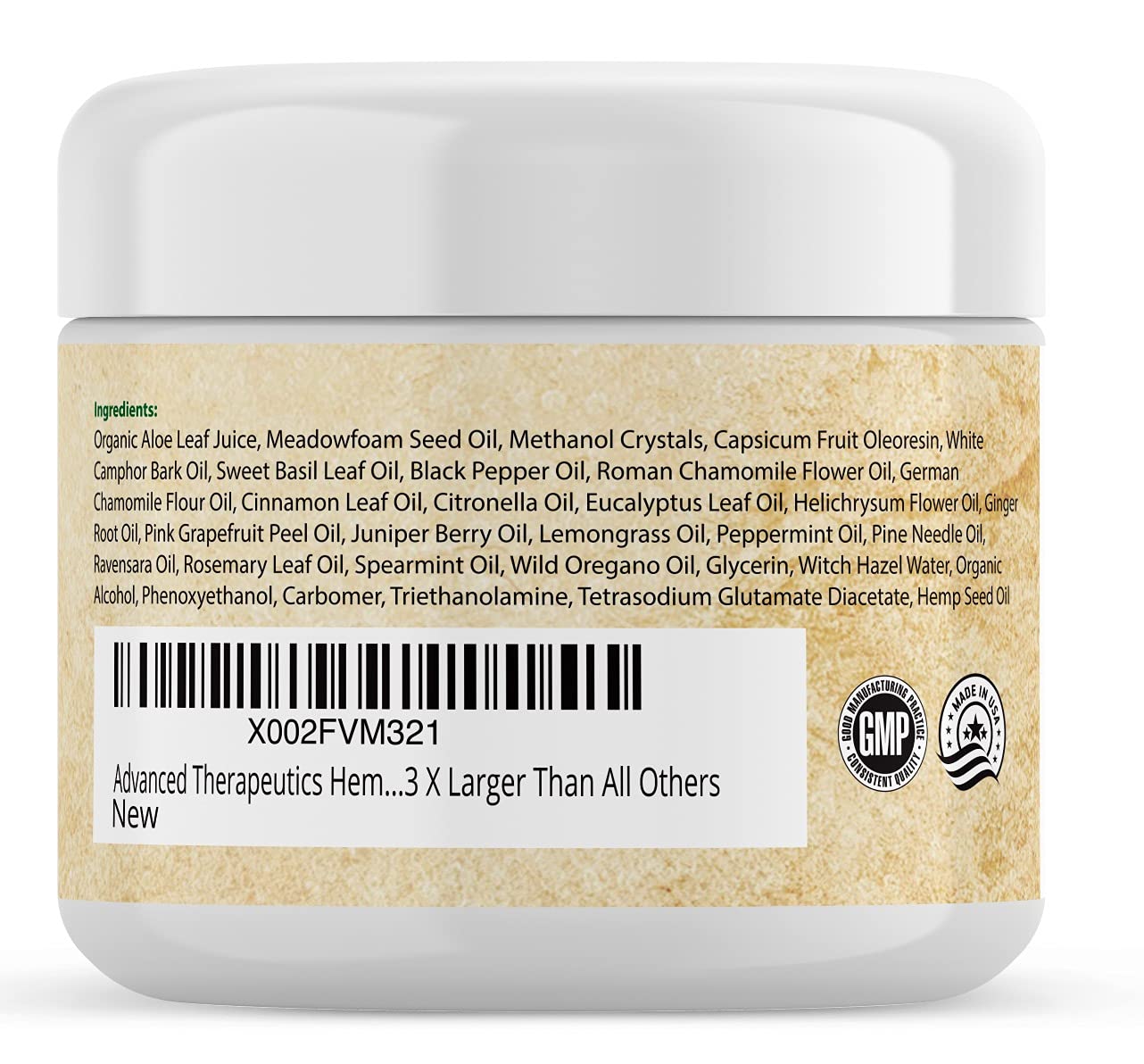 HEMTemperature hemp cream jar shows generous 12 oz size for multiple daily applications.