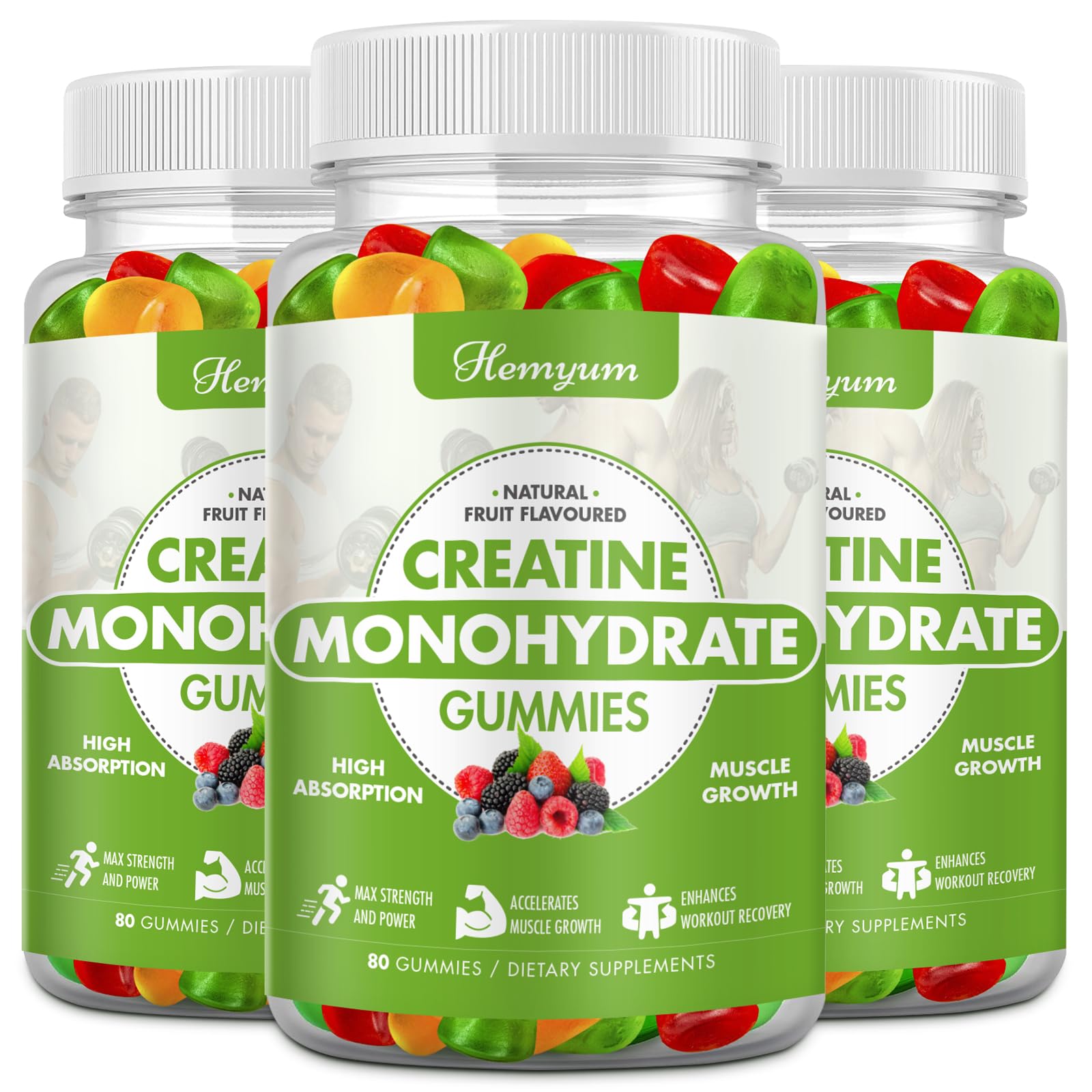 Hemyum Creatine Gummies bottle for easy daily performance support