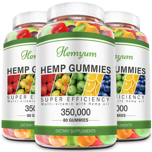 Hemyum hemp gummies 3-pack packaging showcases a convenient daily wellness option for busy lifestyles.