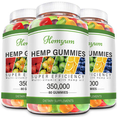 Hemyum hemp gummies 3-pack packaging showcases a convenient daily wellness option for busy lifestyles.