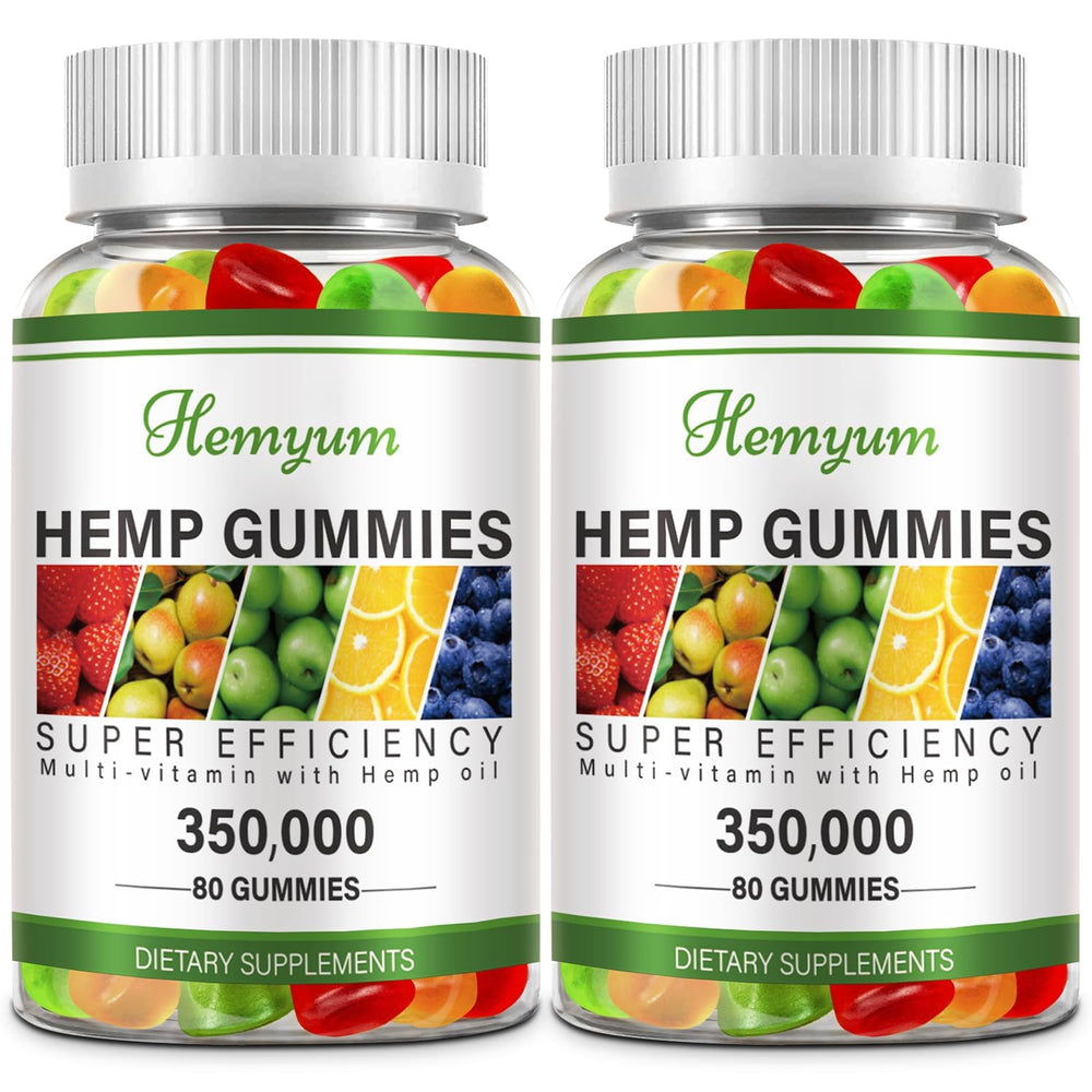 Hemyum Hemp Gummies packshot highlights night support and natural ingredients.