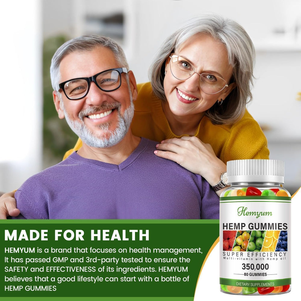 Hemyum Hemp Gummies vegan label confirms gelatin-free and non-GMO formulation.