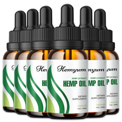 Hemyum hemp oil drops bottle shows omega-rich formula for daily wellness