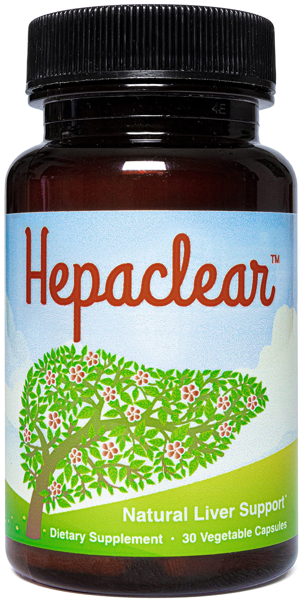 Hepaclear liver support bottle featuring milk thistle for gentle wellness.