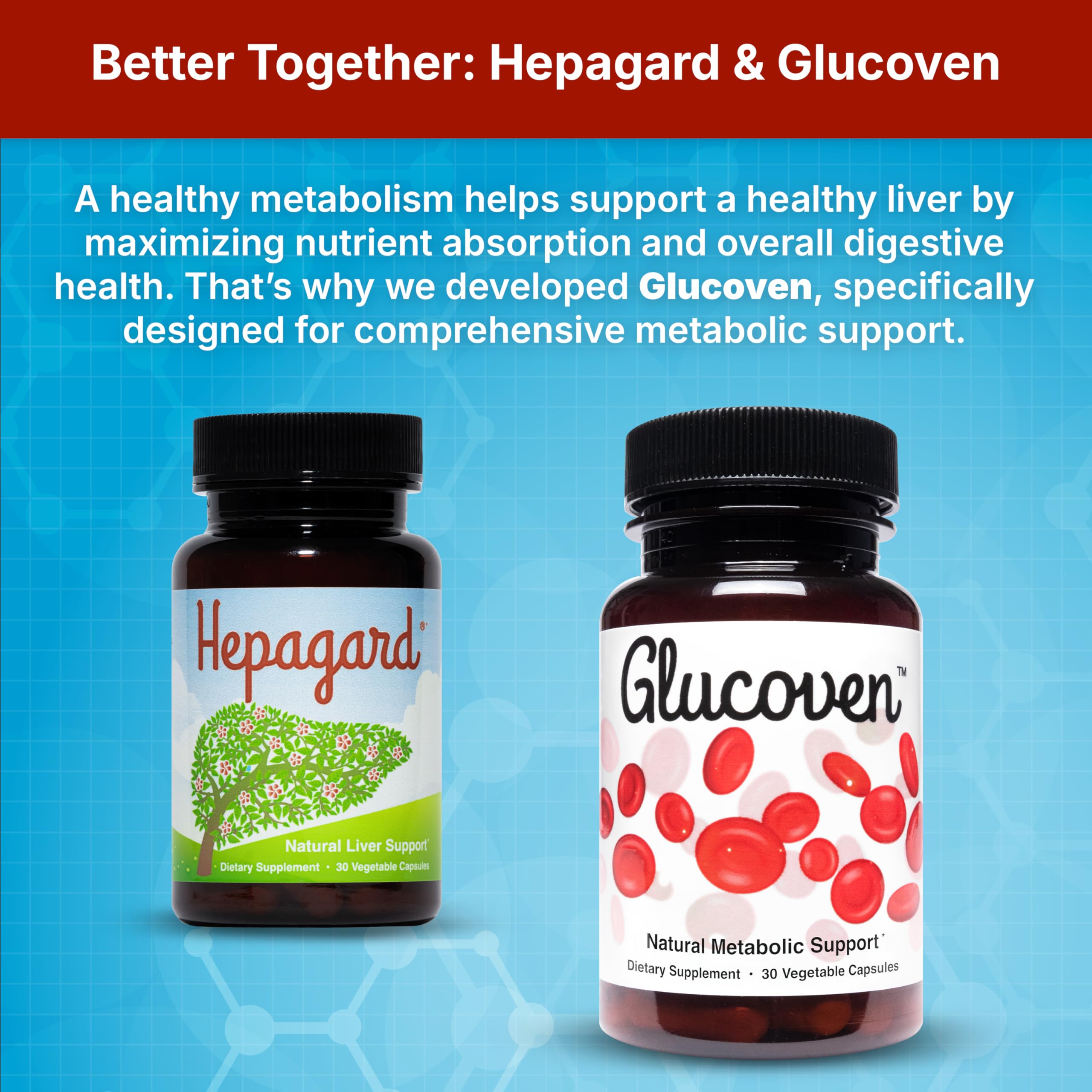 Hepagard bottle with nutrition label and clinically studied amounts note.