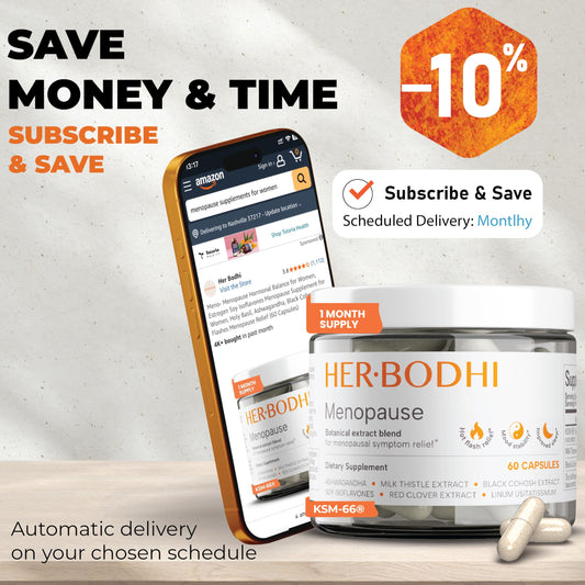 Her Bodhi MENO bottle side view for convenient daily capsule routine