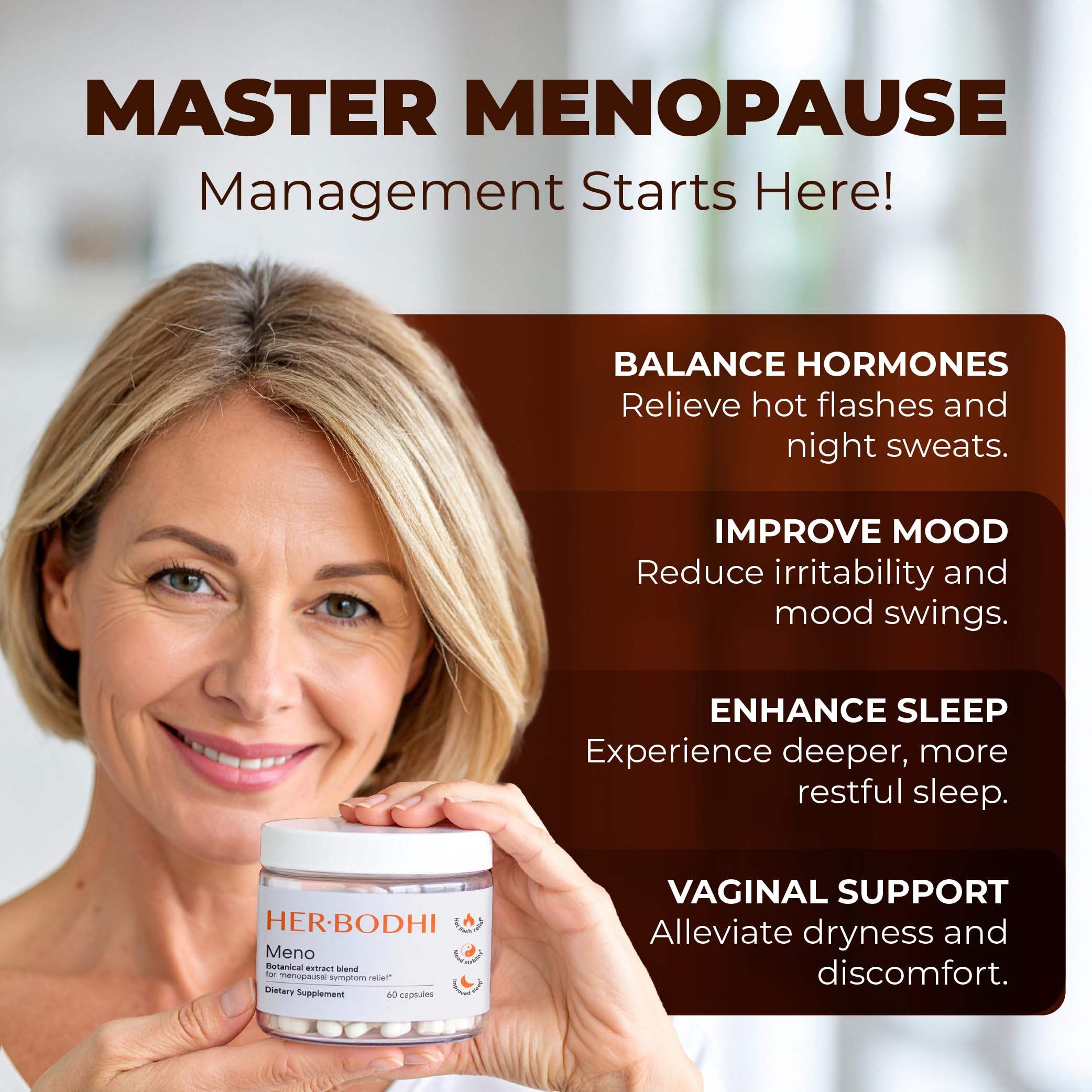 Her Bodhi Meno capsules ready for daily use.