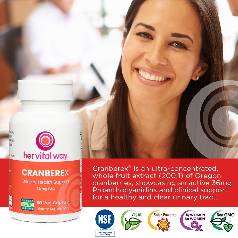 Cranberex label detail highlighting vegan and gluten-free capsules.