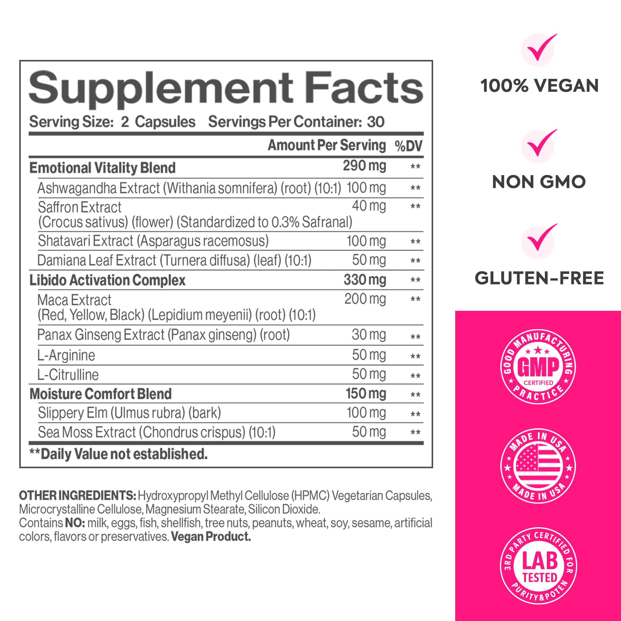 HerAuré vegan gluten-free formula on a clean label.
