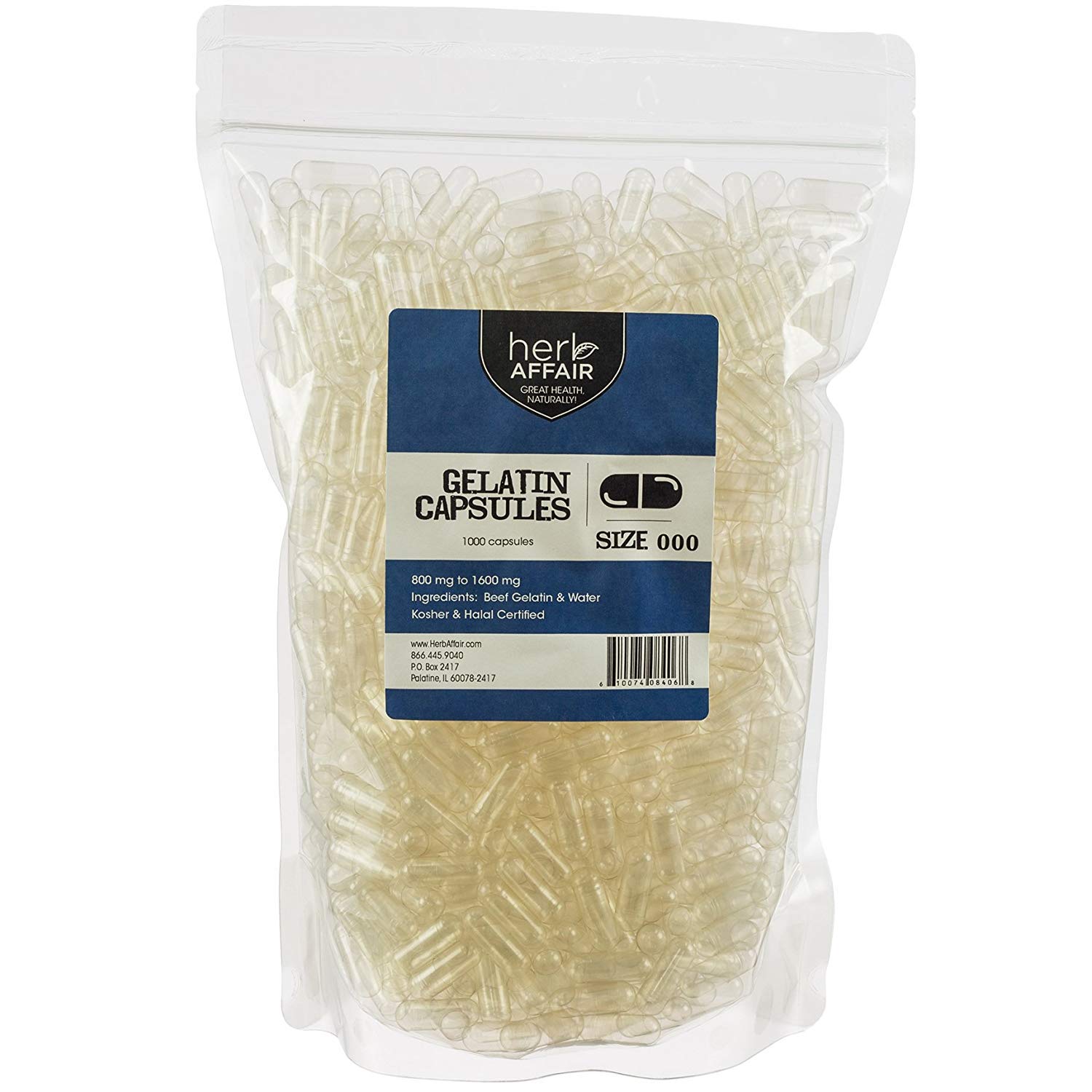 Herb Affair clear capsules front view for easy filling and dosage control.