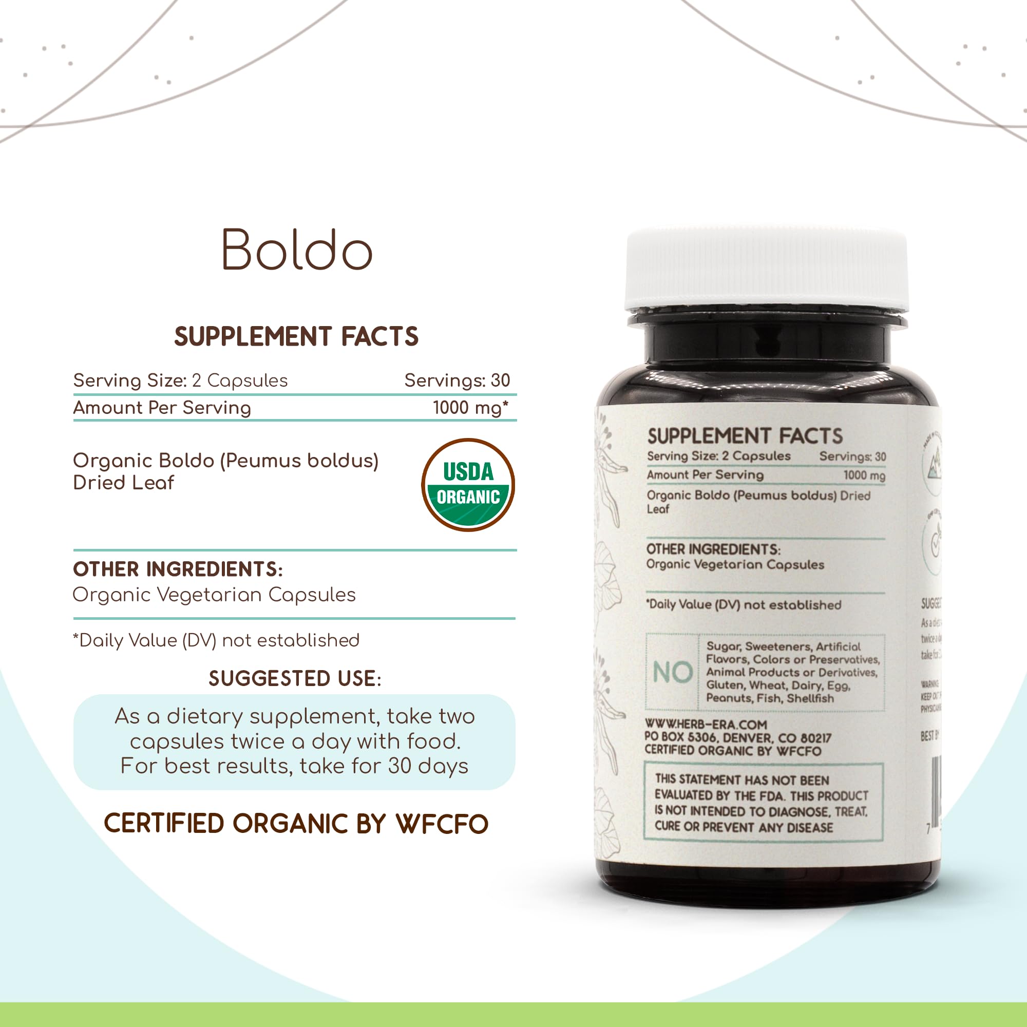 HerbEra Boldo dried leaf close-up shows quality herbal ingredients.