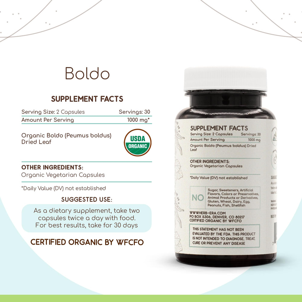 HerbEra Boldo dried leaf close-up shows quality herbal ingredients.