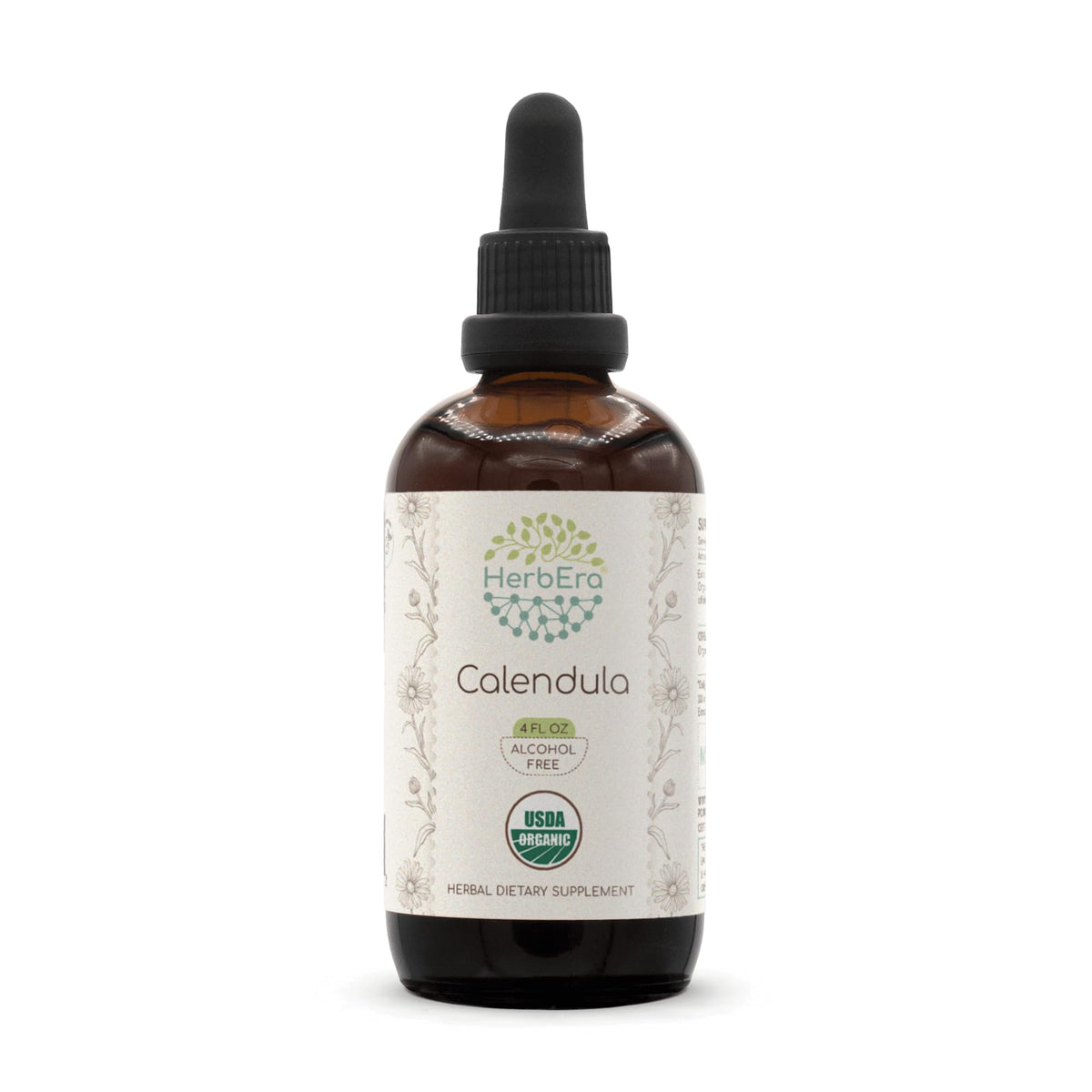 HerbEra Calendula bottle pour shows easy-to-use, alcohol-free tincture packaging.