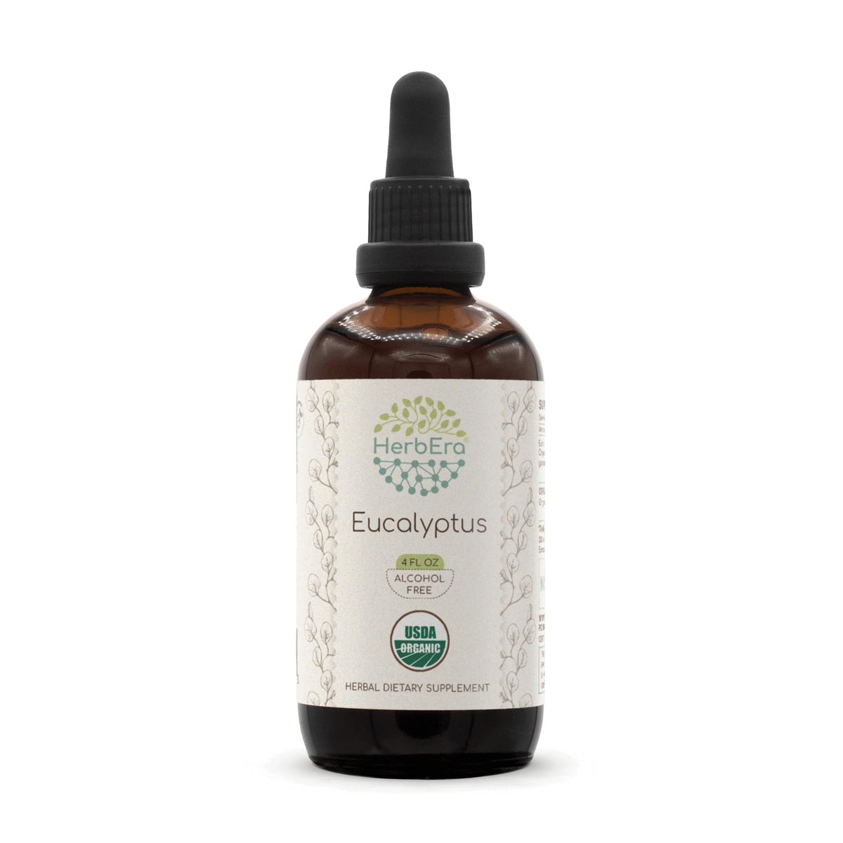 HerbEra Eucalyptus B120 tincture bottle with dropper for easy, alcohol-free dosing.