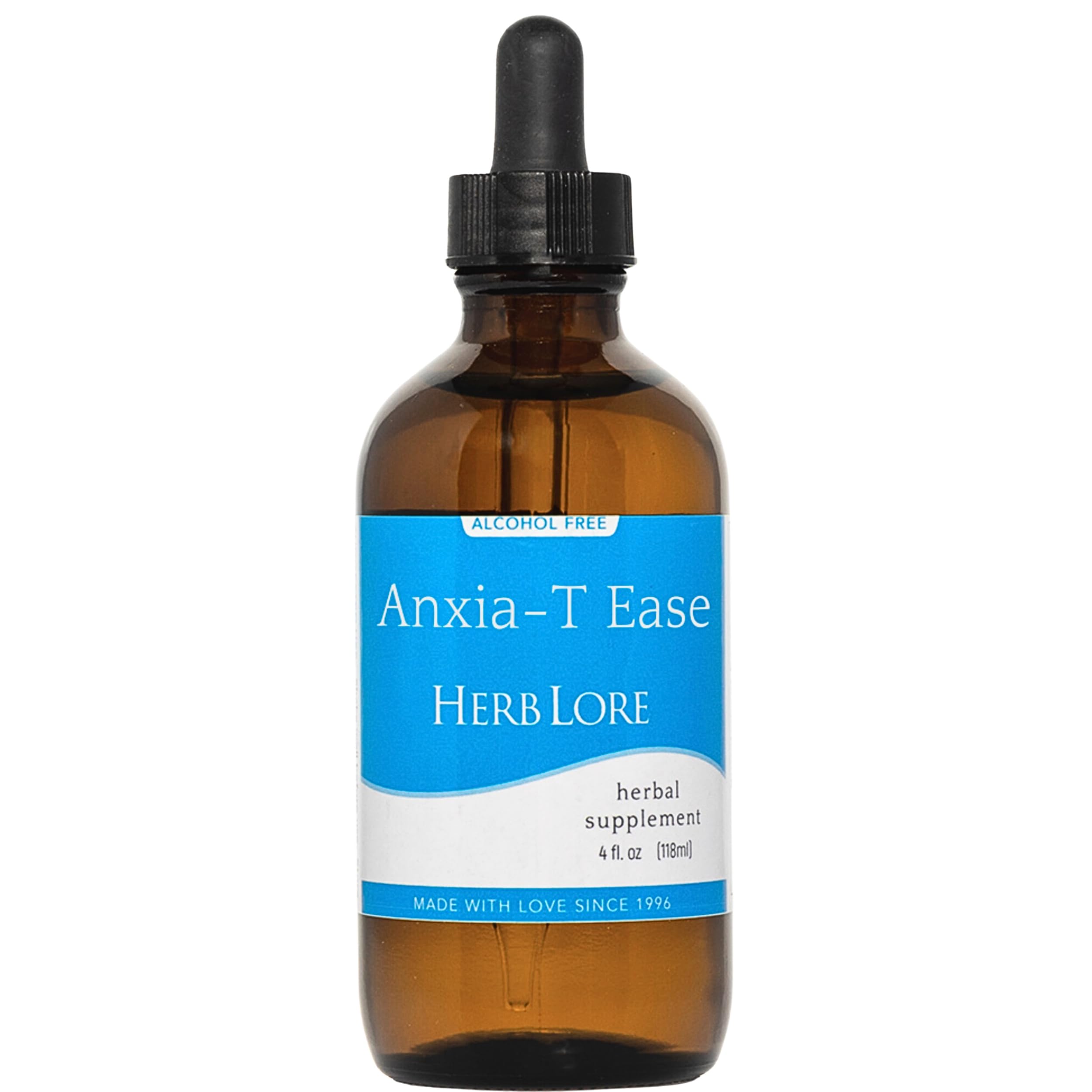 Herb Lore Anxia-T Ease bottle with dropper for on-the-go relaxation.