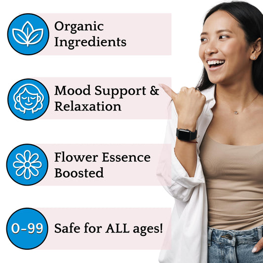 Close-up of Anxia-T Ease label showing organic herbal blend.