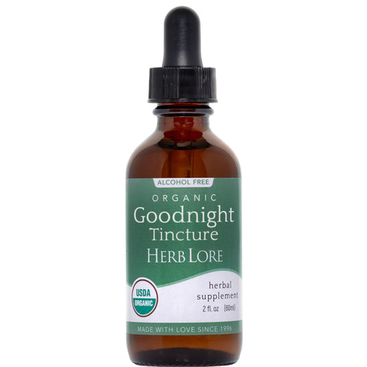 Herb Lore GoodNight Tincture bottle with amber dropper for nightly use.