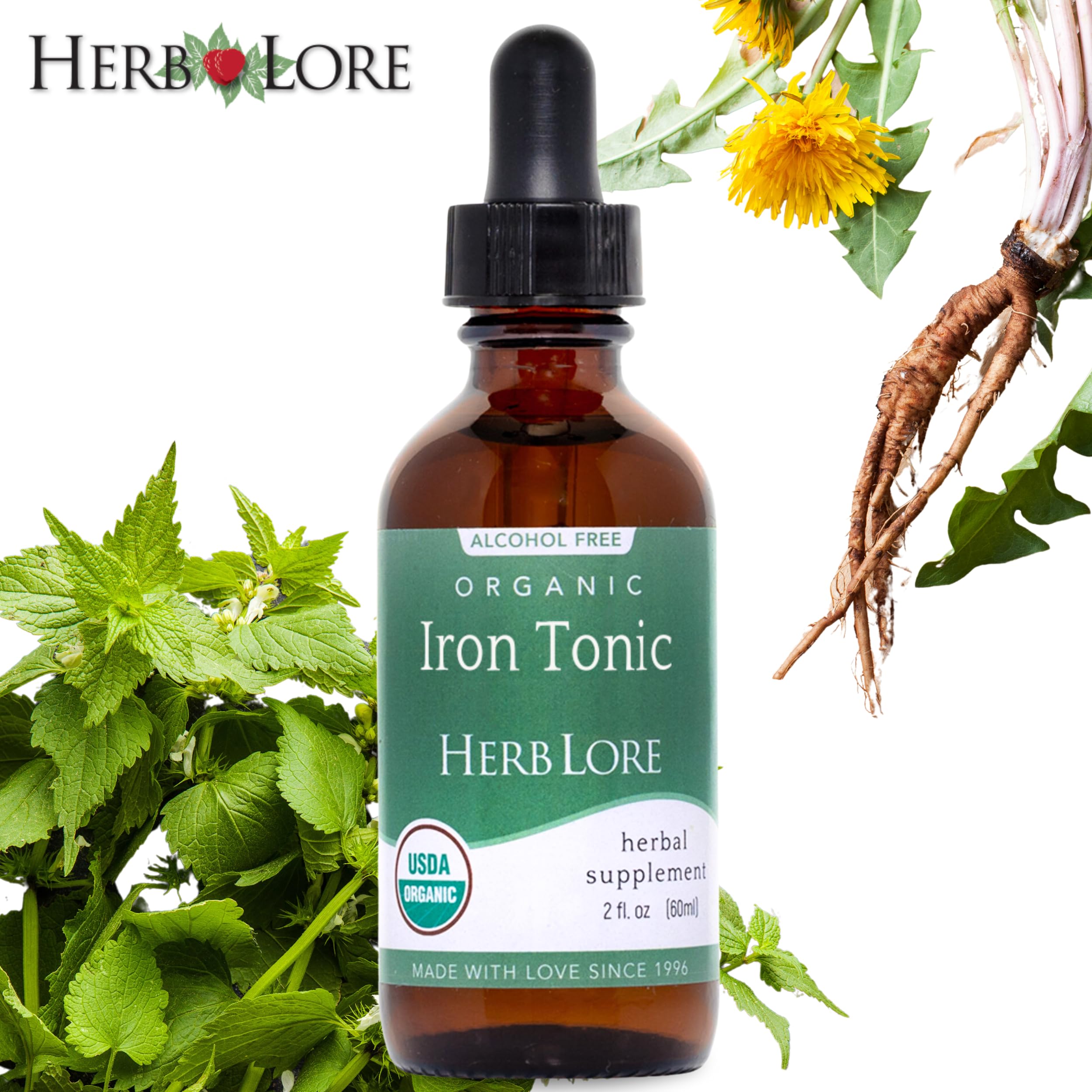 Drops added to a beverage from Herb Lore Iron Tonic.