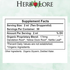 Vegan ingredients in Herb Lore Iron Tonic support plant-based supplementation.