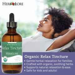 Herb Lore Relax Tincture dropper pours smoothly for direct use.