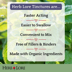 Herb Lore Relax Tincture herbs close-up with lemon balm and chamomile for soothing aroma.