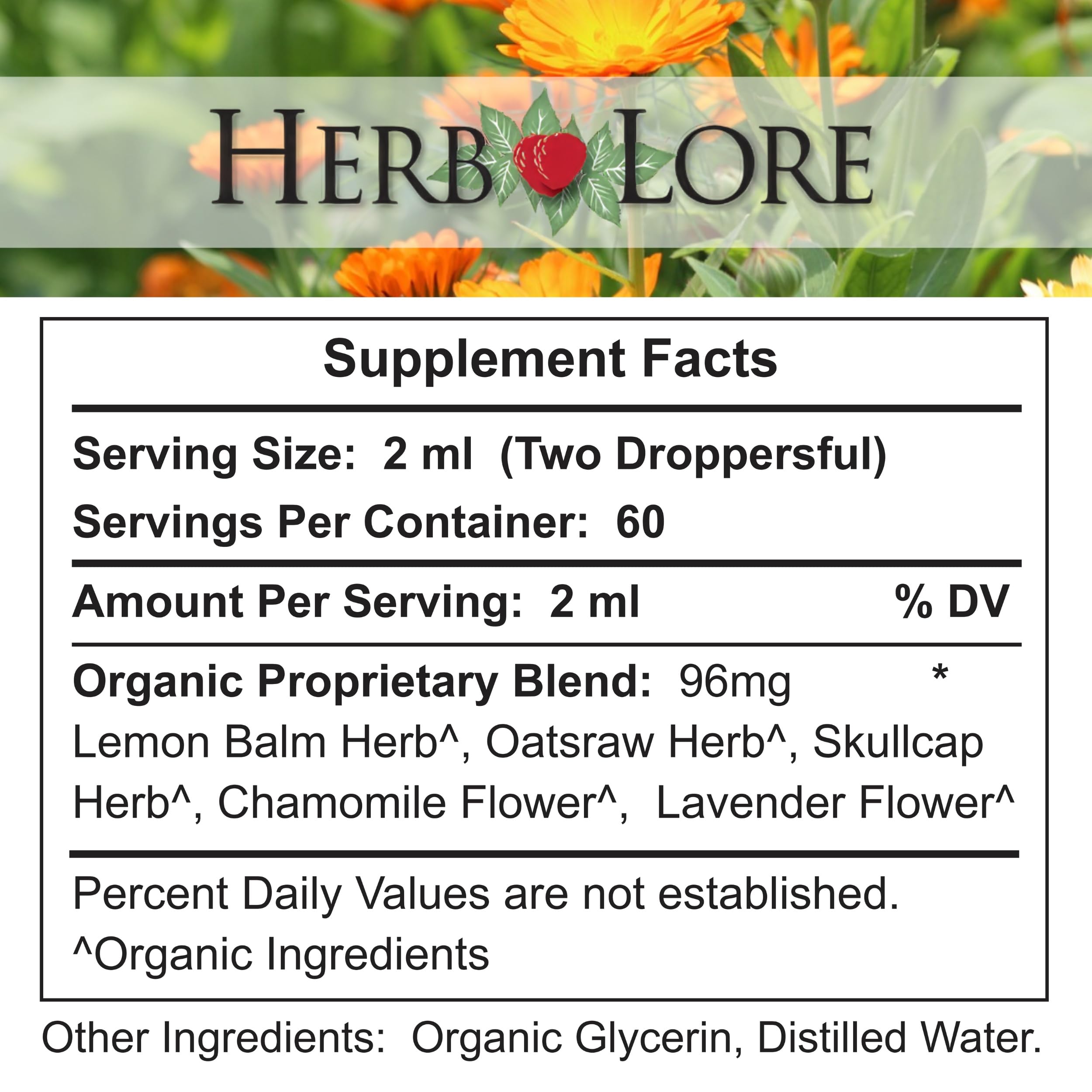 Lemon balm and chamomile visible in the blend pictured.
