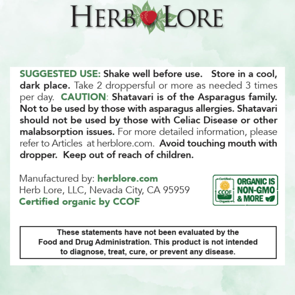 Herb Lore Shatavari bottle showcases USA-made quality.
