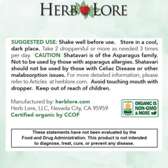 Herb Lore Shatavari bottle showcases USA-made quality.