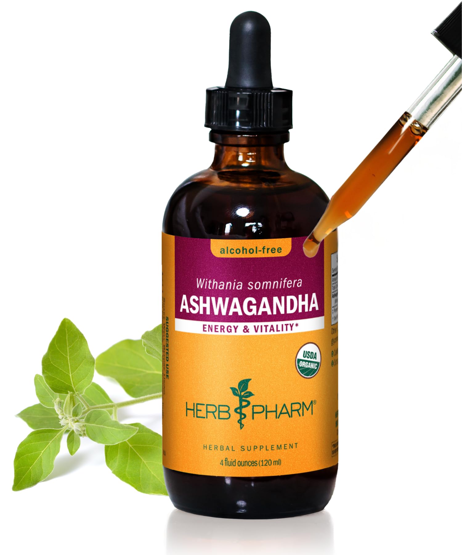 Herb Pharm Ashwagandha alcohol-free bottle for daily calm energy