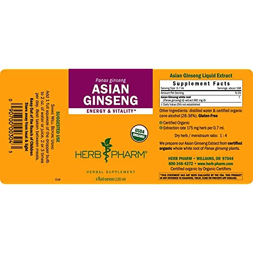 Herb Pharm Asian Ginseng liquid extract dropper enables convenient dosing