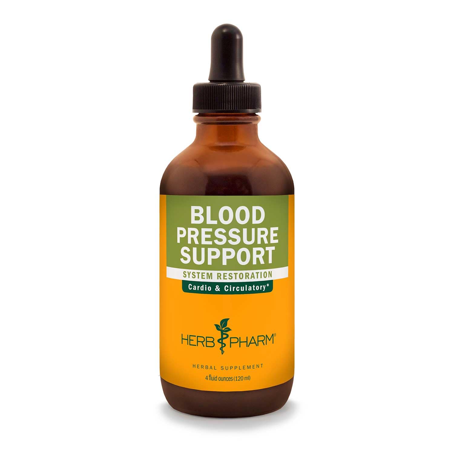 Herb Pharm Blood Pressure Support bottle showing rapid-absorption liquid formula for everyday cardiovascular support