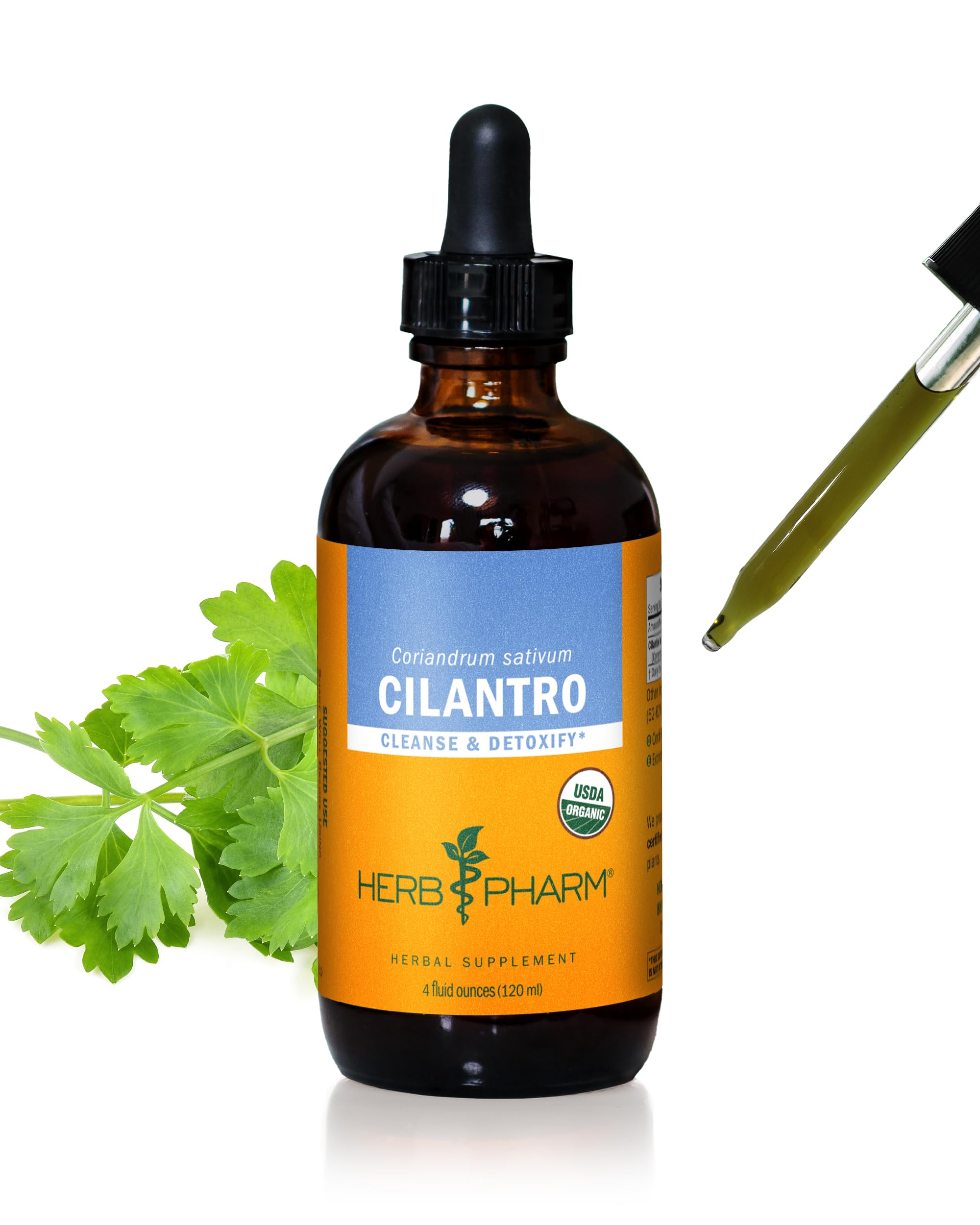 Herb Pharm cilantro liquid extract bottle ready for cleansing support.