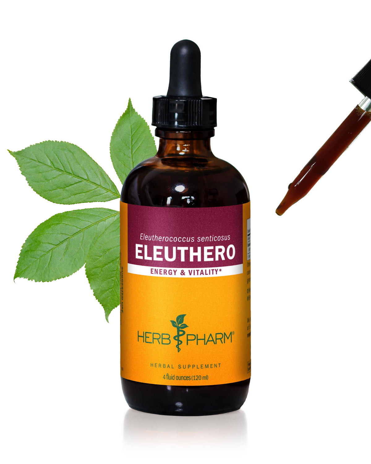 Herb Pharm Eleuthero root liquid extract bottle for sustained energy.