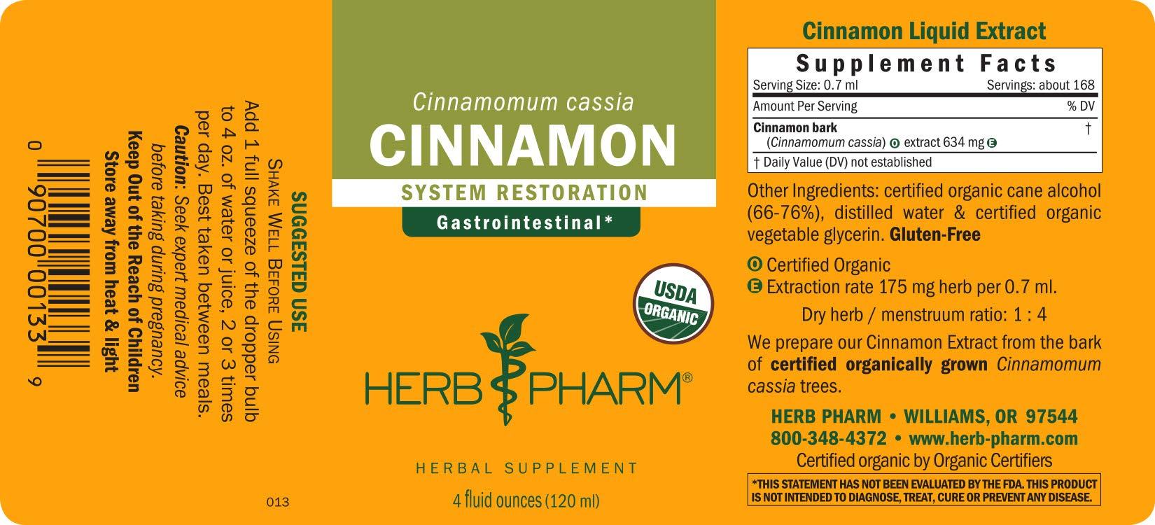 Hand-harvested cinnamon bark detail used in Herb Pharm extract.