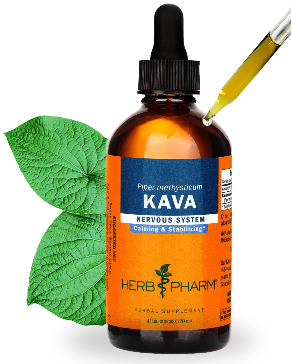Herb Pharm Kava Root bottle with liquid extract for calming mood support.