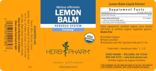 Herb Pharm Lemon Balm fragrance close-up on bottle scene
