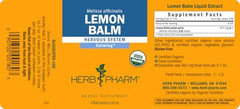 Herb Pharm Lemon Balm fragrance close-up on bottle scene