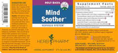 Herb Pharm Mind Soother packaging highlights gluten-free and non-GMO quality.