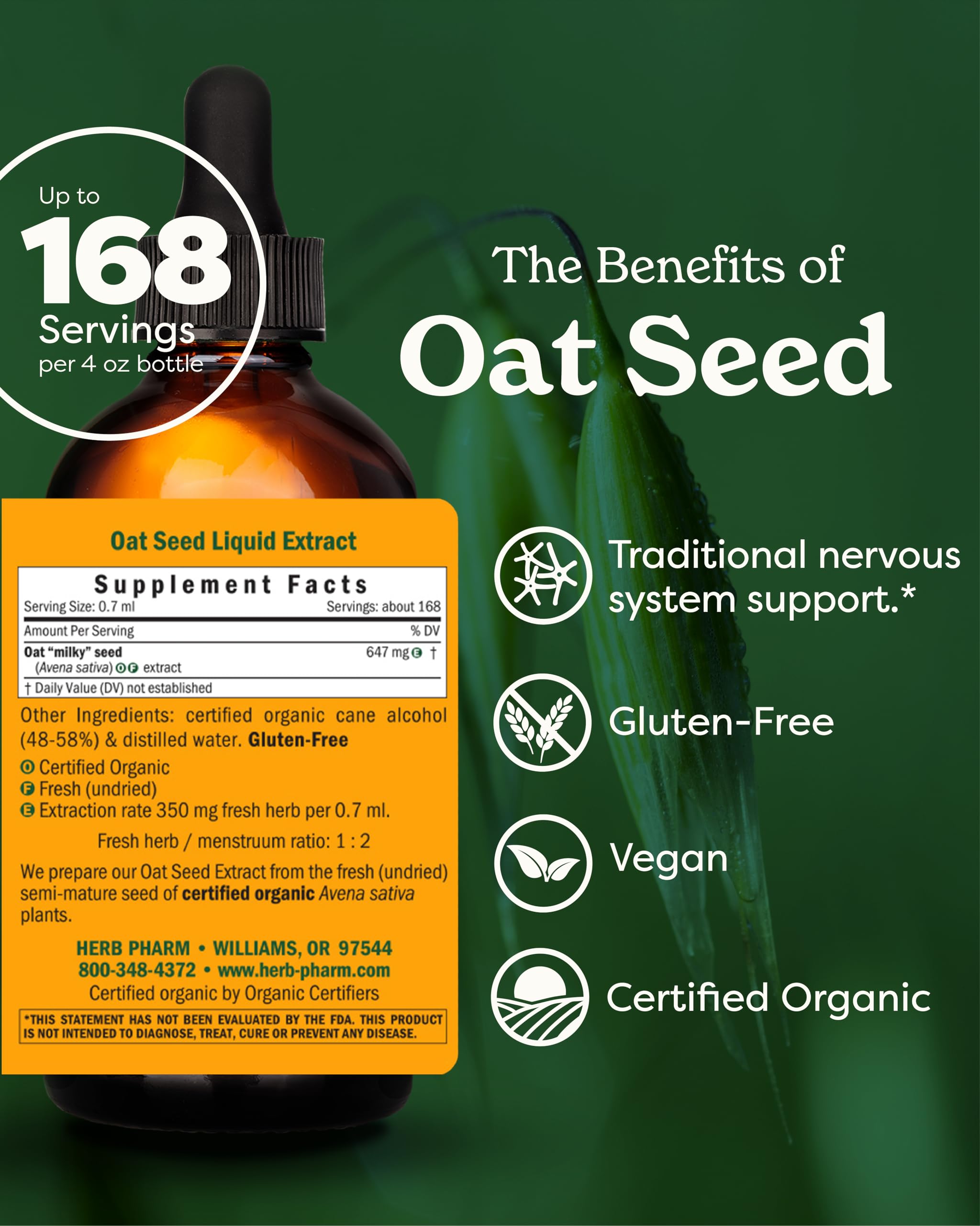 Amber bottle of Herb Pharm extract emphasizes purity and natural sourcing