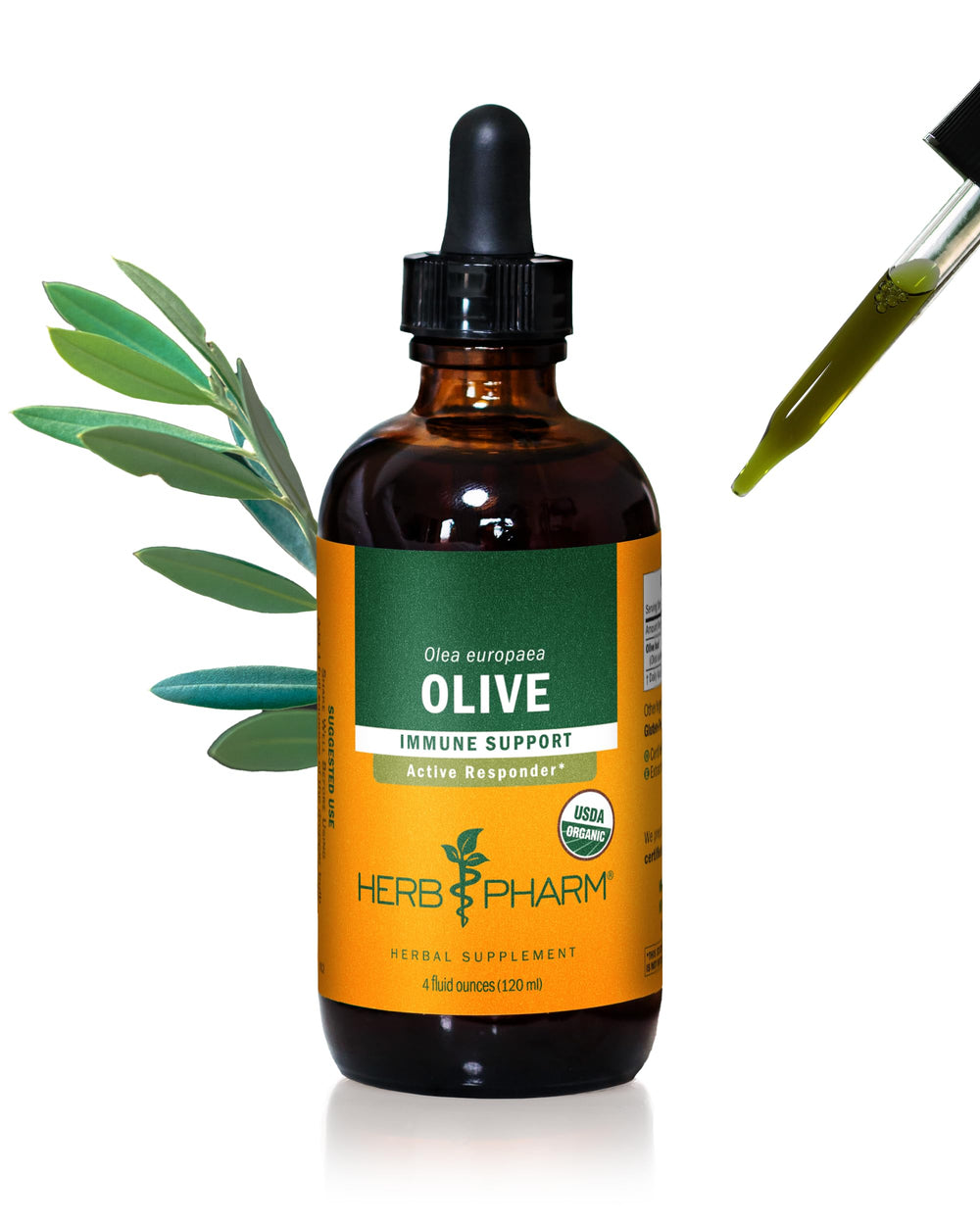 Herb Pharm Olive Leaf Liquid Extract bottle for convenient immune support.