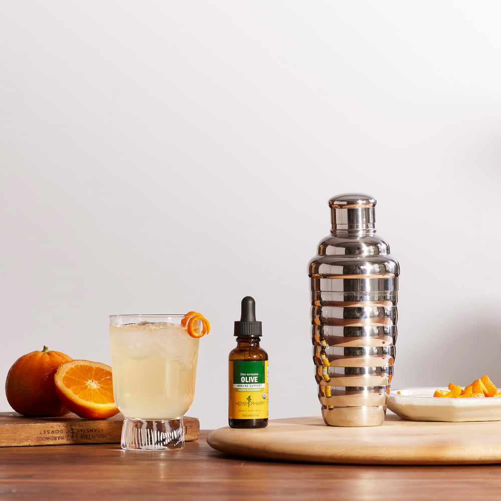 Herb Pharm Olive Leaf Liquid Extract pour for easy administration.
