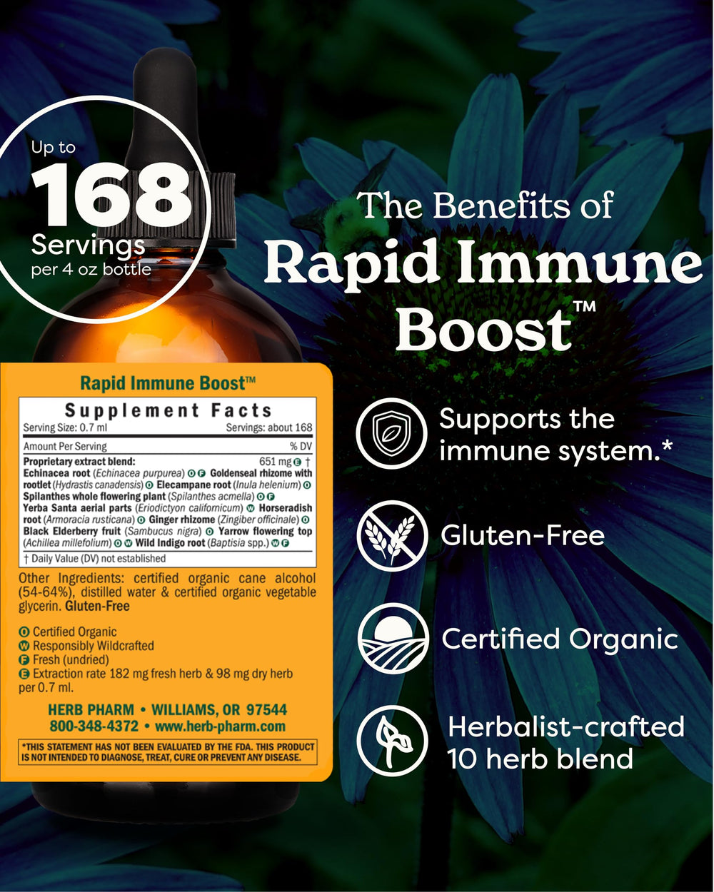 Herb Pharm Rapid Immune Boost dropper ready for dosing