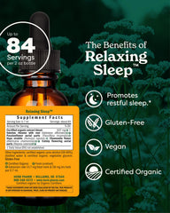 Pouring Herb Pharm Relaxing Sleep bottle to illustrate simple nightly use