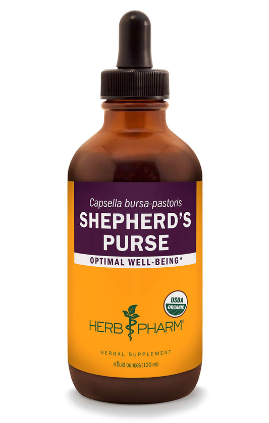 Herb Pharm Shepherd's Purse bottle front view for easy daily use.